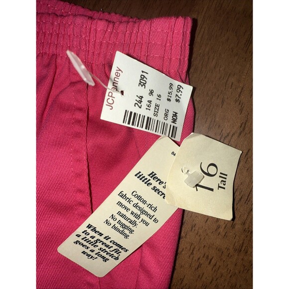 Vintage Cabin Creek Stretch Pants Pink Size 16 Tall Elastic Waist JCPenney NWT - Picture 8 of 8